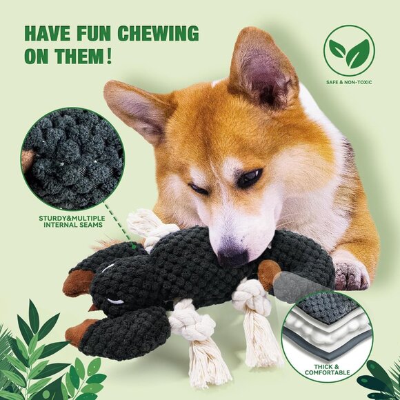 5 Pack Stuffed Animal with Tug of War Ropes Value Bundle Puppy Chew Toys - Picture 4 of 9